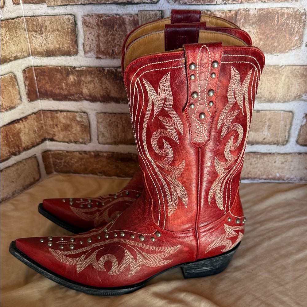 Old Gringo Red Embroidered Cowboy Boots - Picture 4 of 9